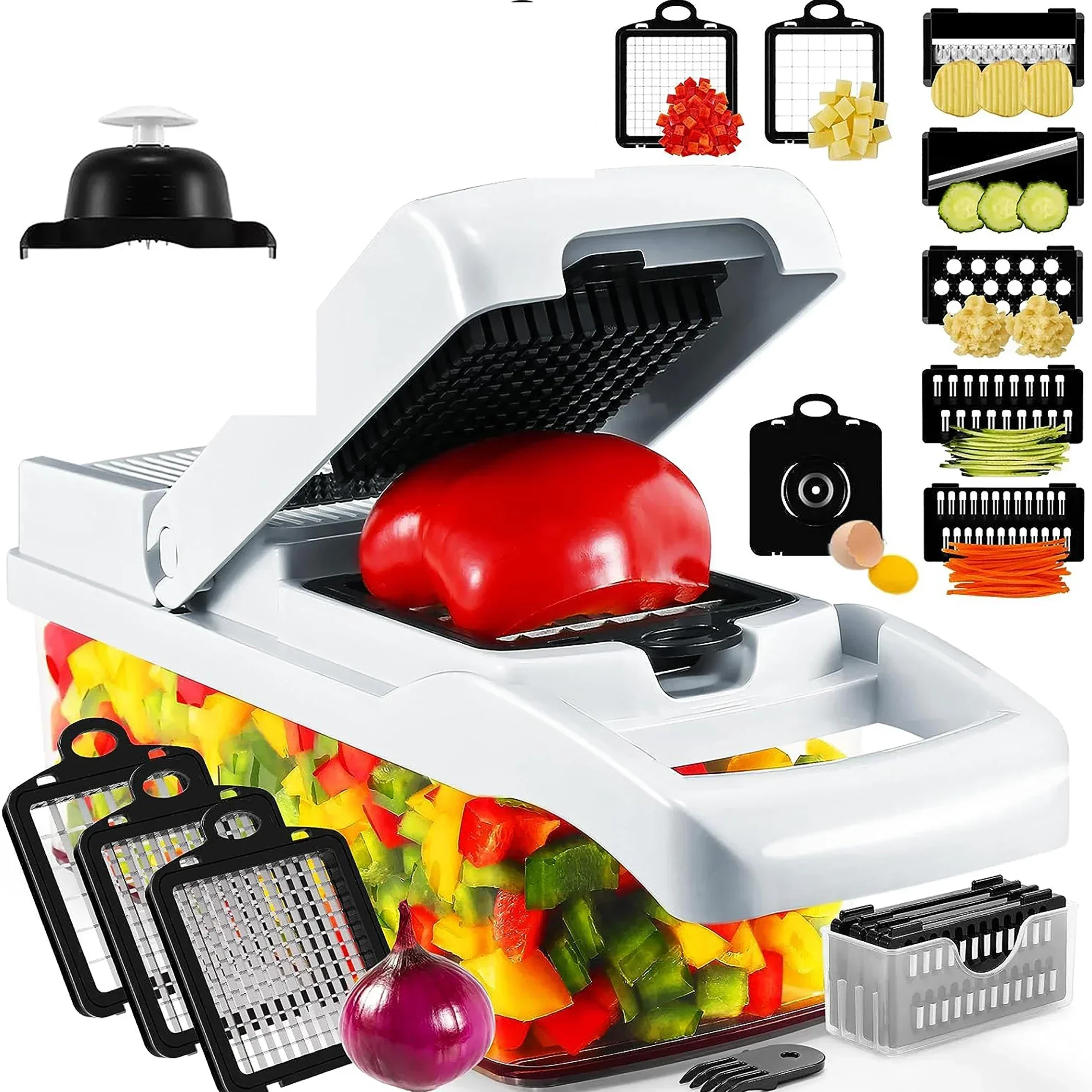 Spudger Plastic Set - 12-in-1 multifunktionaler Gemüseschneider, Lebensmittelzerkleinerer, Kartoffelschneider, Karottenreibe,