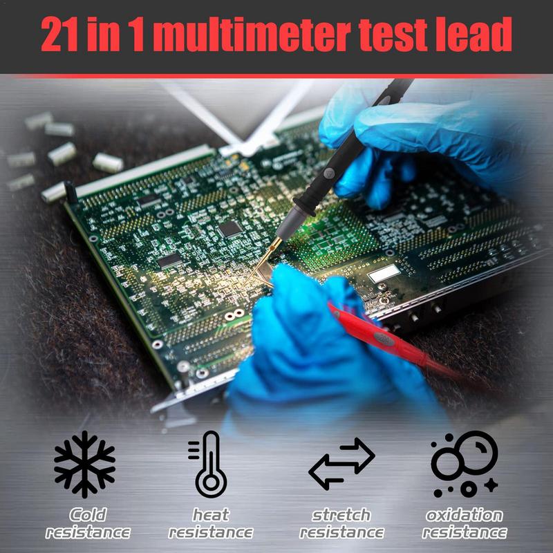 Electronics Repair School - Messleitungen-Set, 21-in-1-Sondentester, Nadelleitungen-Set, austauschbarer Stift, elektronisches