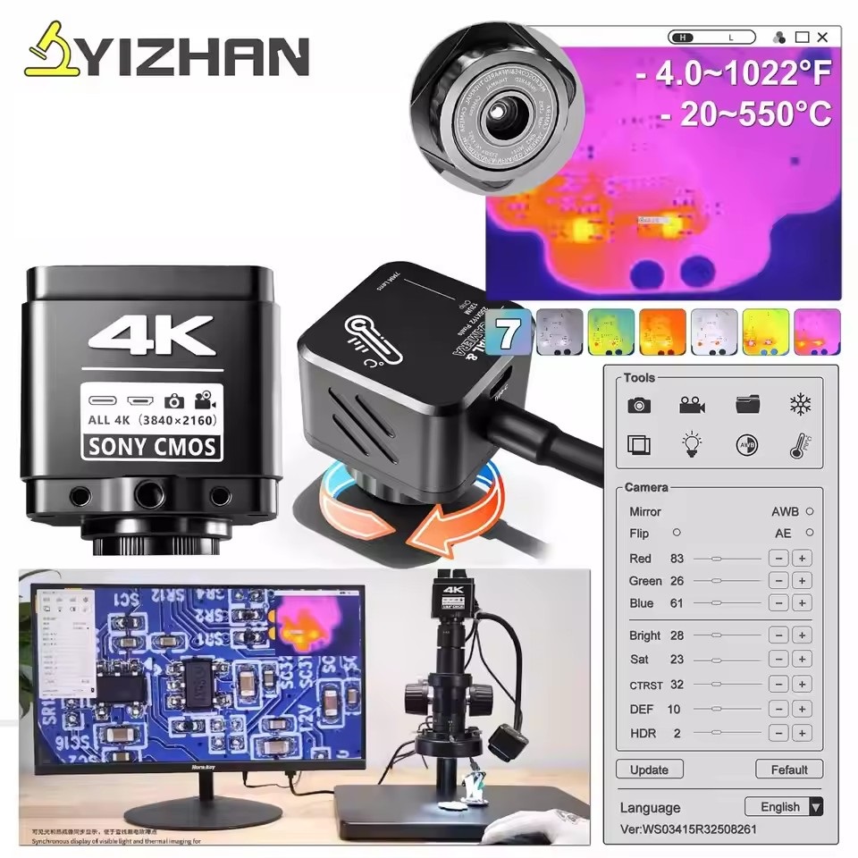 Electronics Repair Tool - YIZHAN Wärmebildkamera 256*192 Pixel 4K Elektronik-Löt-Mikroskopkamera